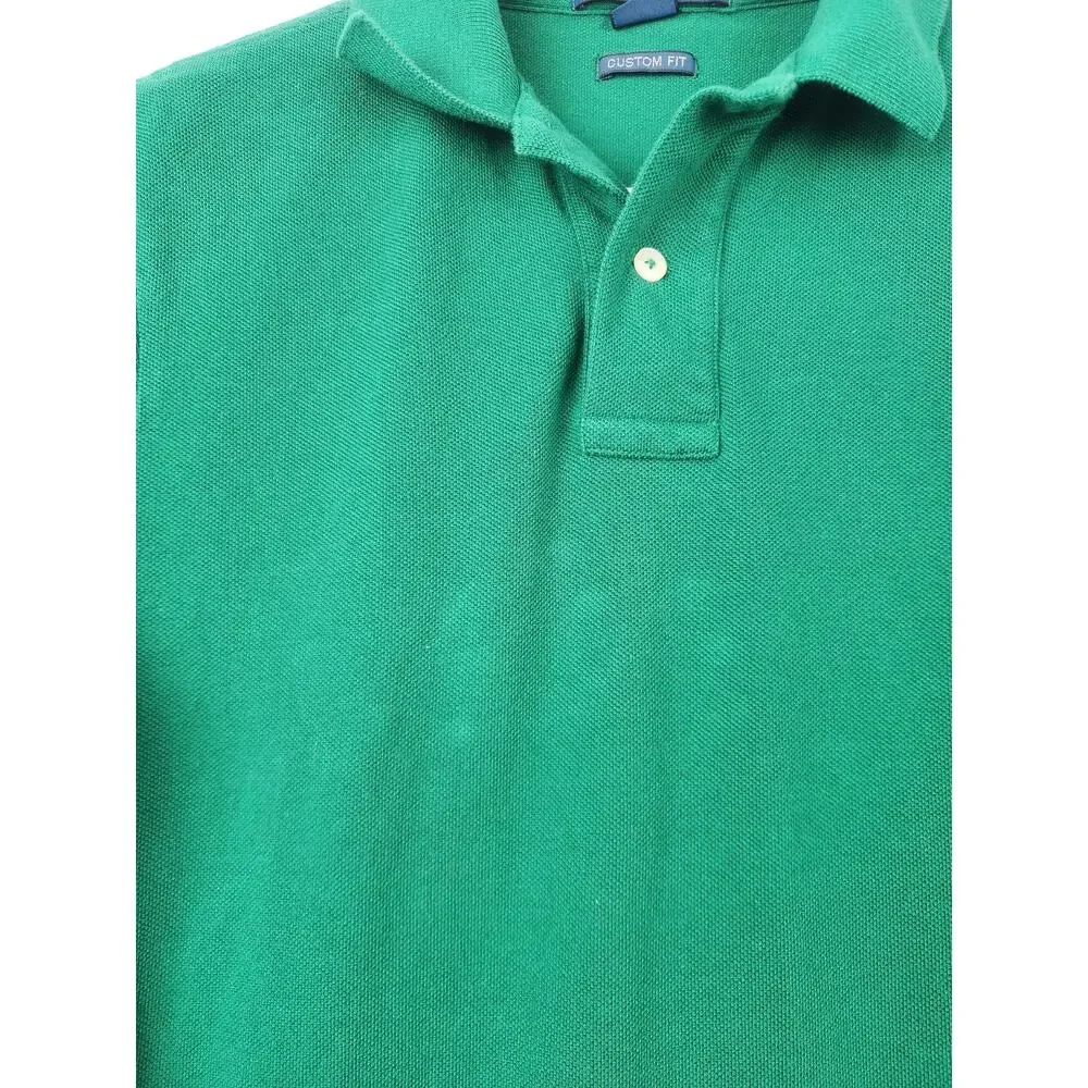 Vintage Polo Ralph Lauren Shirt Green Men Size Small Yellow Logo Short Sleeve